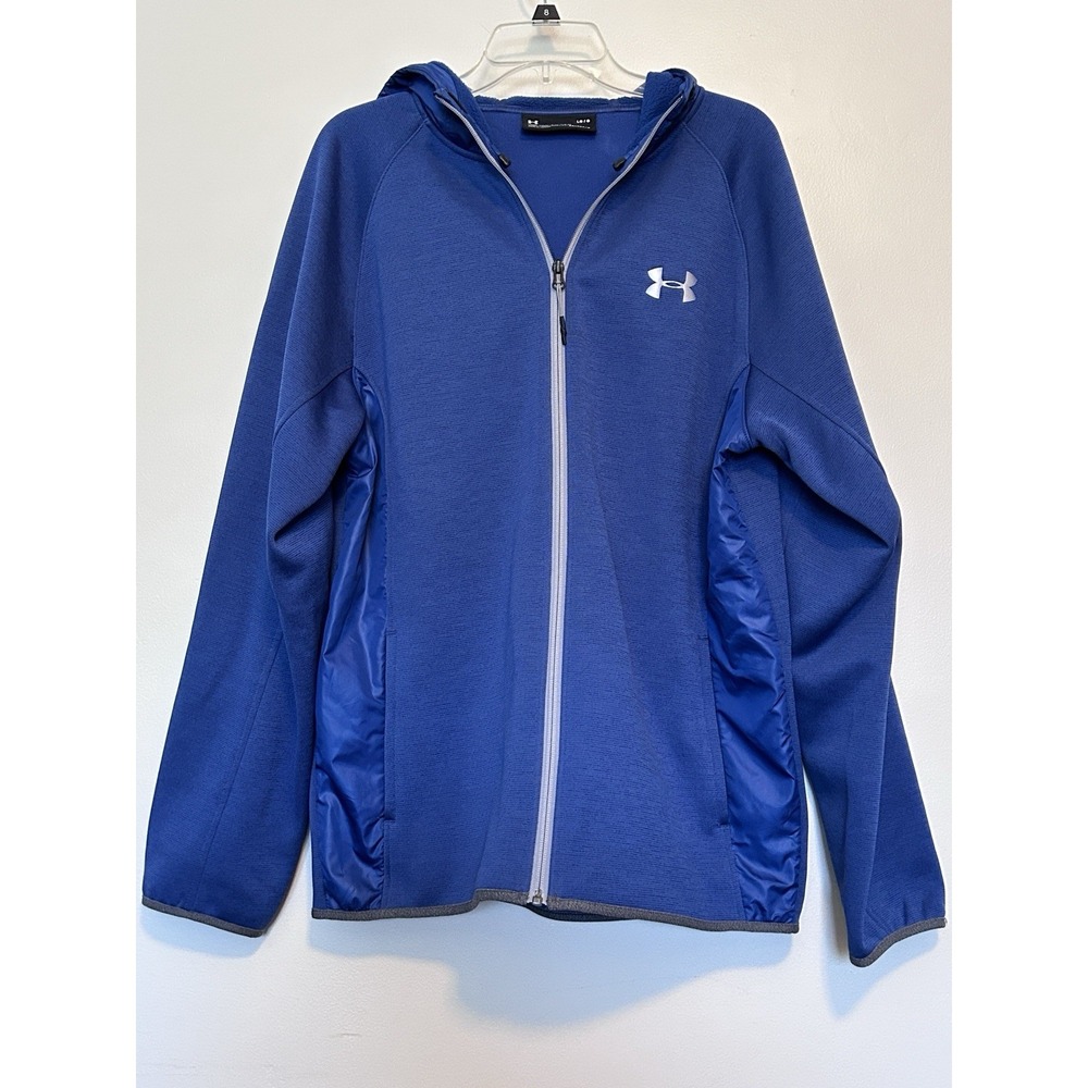 Men's Under Armour Cold Gear Storm Hoodie Jacket Logo Loose Fit Zip Front LG